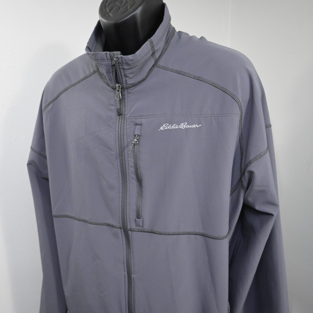 Eddie Bauer Full Zip Hiking Jacket Gray Long Sleeve W/ Pockets Mens Size 2XL XXL - Picture 2 of 11